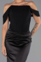 Robe Queue de Poisson Longue Satin Noir ABU6525