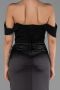 Robe Queue de Poisson Longue Satin Noir ABU6525