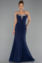 Robe Queue de Poisson Longue Bleu Marine ABU6526