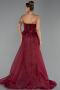 Robe de Soirée Longue Perlé Rouge Bordeaux ABU5511