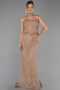 Robe de Soirée Longue Dantelle Cuivre ABU6487