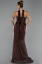 Robe de Soirée Longue Dantelle Brun ABU6487