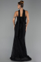 Robe de Soirée Longue Dantelle Noir ABU6487
