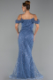 Robe de Soirée Longue Perlé Indigo ABU6190