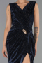Robe de Soirée Longue Pierreux Bleu Marine ABU6521