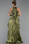 Robe de Soirée Longue Mousseline Vert Huile ABU6227