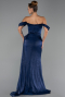 Robe de Soirée Longue Mousseline Bleu Marine ABU6496