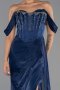 Robe de Soirée Longue Mousseline Bleu Marine ABU6496