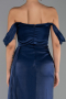 Robe de Soirée Longue Mousseline Bleu Marine ABU6496
