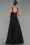 Robe de Soirée Longue Satin Noir ABU6527