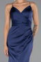 Robe de Soirée Longue Satin Bleu Marine ABU6499