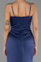 Robe de Soirée Longue Satin Bleu Marine ABU6499