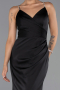 Robe de Soirée Longue Satin Noir ABU6499