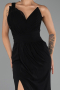 Robe de Soirée Longue Mousseline Noir ABU6500