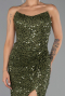 Robe de Soirée Longue Squameuse Kaki ABU6503