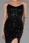 Robe de Soirée Longue Squameuse Noir ABU6503