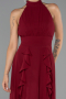 Robe de Soirée Longue Mousseline Rouge Bordeaux ABU6506