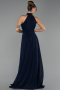Robe de Soirée Longue Mousseline Bleu Marine ABU6506