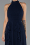 Robe de Soirée Longue Mousseline Bleu Marine ABU6506