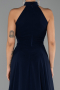 Robe de Soirée Longue Mousseline Bleu Marine ABU6506