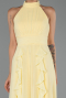 Robe de Soirée Longue Mousseline Jaune ABU6506