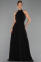 Robe de Soirée Longue Mousseline Noir ABU6506