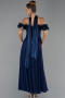 Robe de Soirée Midi Mousseline Bleu Marine ABU6037