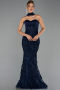 Robe de Soirée Longue Bleu Marine ABU6442