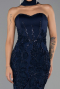 Robe de Soirée Longue Bleu Marine ABU6442
