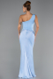 Robe de Soirée Longue Satin Bleu clair ABU6331