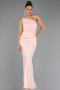 Robe de Soirée Longue Satin Saumon ABU6331
