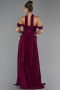 Robe de Soirée Longue Mousseline Prune ABU5327