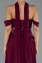 Robe de Soirée Longue Mousseline Prune ABU5327