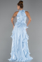 Robe de Soirée Longue Mousseline Bleu clair ABU6227