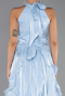 Robe de Soirée Longue Mousseline Bleu clair ABU6227