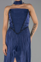 Robe de Soirée Longue Mousseline Bleu Marine ABU6531