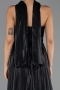 Robe de Soirée Longue Mousseline Noir ABU6531