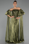 Robe de Soirée Longue Mousseline Vert Huile ABU6533