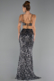 Robe de Soirée Longue Noir-Argent ABU5980