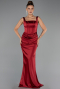 Robe de Soirée Longue Satin Rouge Bordeaux ABU6542