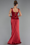 Robe de Soirée Longue Satin Rouge Bordeaux ABU6542