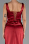 Robe Grande Taille Longue Satin Rouge Bordeaux ABU6543