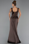 Robe de Soirée Longue Satin Brun ABU6542