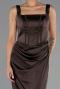 Robe de Soirée Longue Satin Brun ABU6542