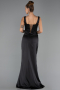 Robe de Soirée Longue Satin Noir ABU6542