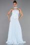 Robe de Soirée Longue Mousseline Bleu clair ABU6436