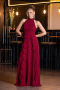 Robe de Soirée Longue Mousseline Rouge Bordeaux ABU6506