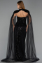 Robe de Soirée Longue Perlé Noir ABU6544