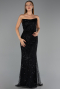 Robe de Soirée Grande Taille Longue Perlé Noir ABU6545