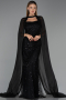 Robe de Soirée Grande Taille Longue Perlé Noir ABU6545